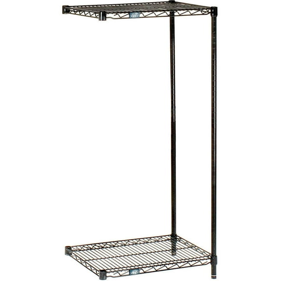 Nexel Black Epoxy, 2 Tier, Wire Shelving Add-On Unit, 24"W x 18"D x 34"H