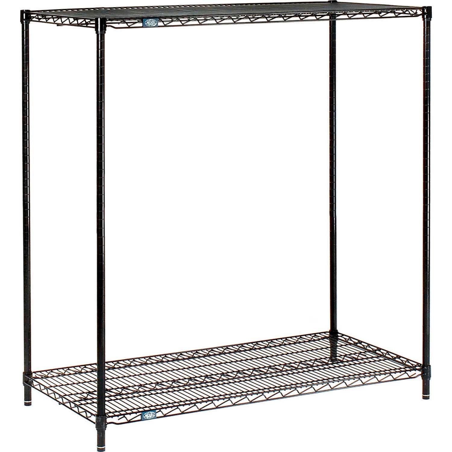 Black Epoxy 2-Tier Wire Shelving Unit, 36"W x 24"D x 34"H