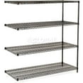 thumbnail image 1 of Nexel Black Epoxy, 4 Tier, Wire Shelving Add-On Unit, 54"W x 18"D x 86"H, 1 of 3