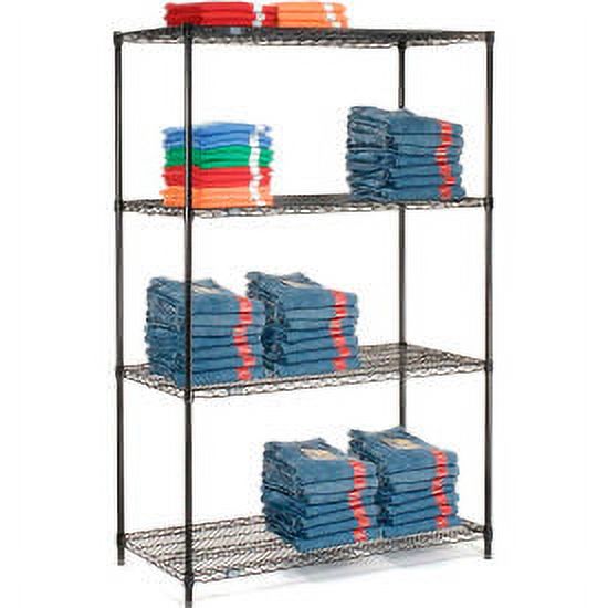 Nexel Black Epoxy, 4 Tier, Wire Shelving Starter Unit, 42"W x 24"D x 54