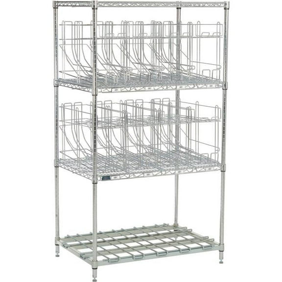 Nexel CR2436DS Can Rack System 3 Tier Chrome Bottom Dunnage Shelf 36""W X 24""D