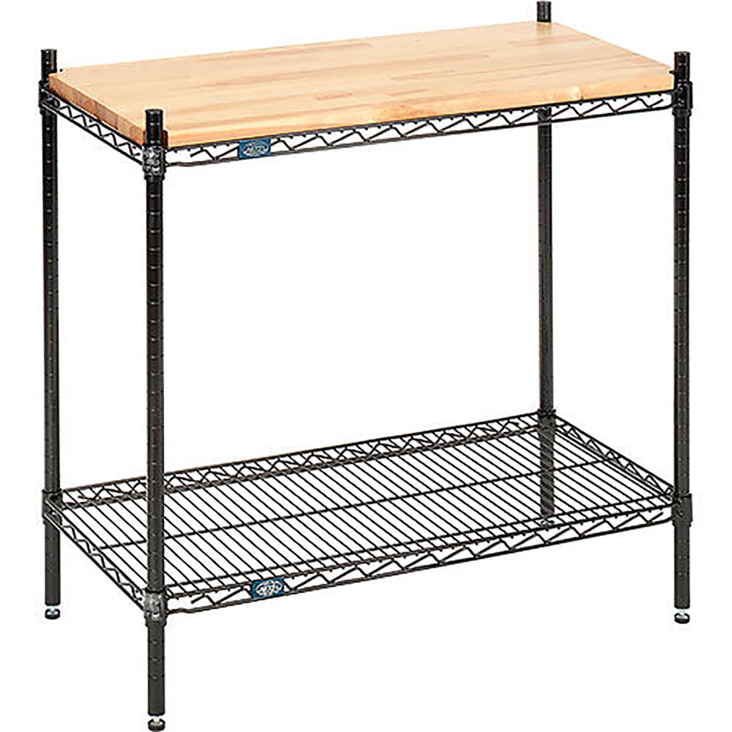 Nexel 34" Chrome Finish 2-Tier Wire Display Unit with Hardwood Deck