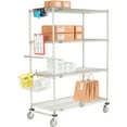 thumbnail image 1 of Nexel Chrome Curbside Wire Truck w/4 Shelves & Polyurethane Casters, 48"L x 24"W x 69"H, 1 of 3