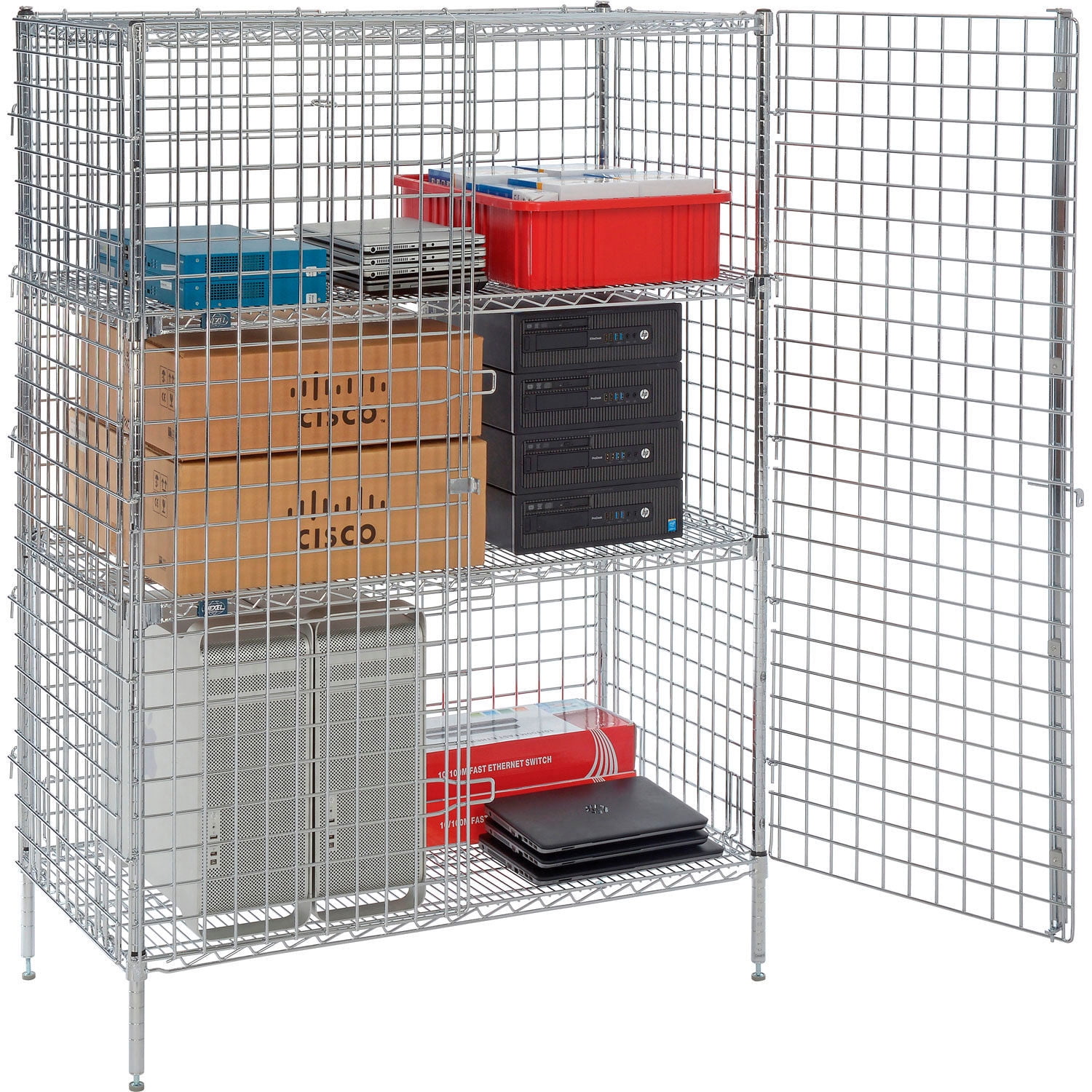 Nexel Chrome, Security Shelving Unit, 2 Quick Adjust Shelves, 48