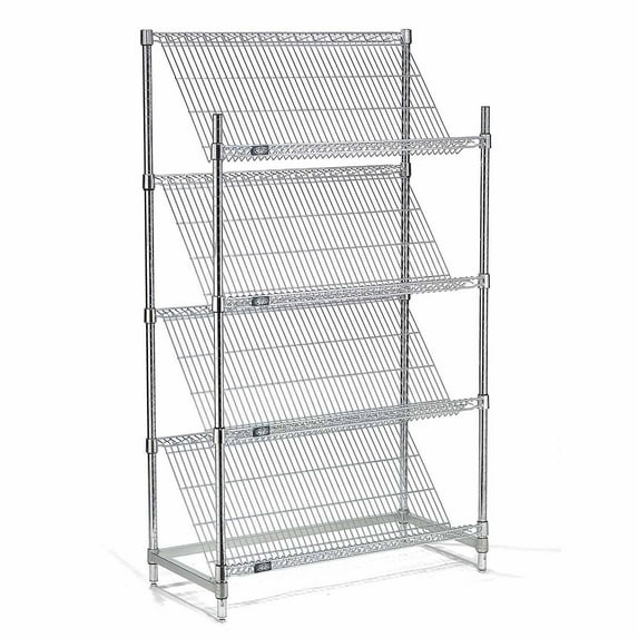 Nexel Chrome Slant Wire Shelving, 4 Shelves, 48"W x 18"D x 63"H