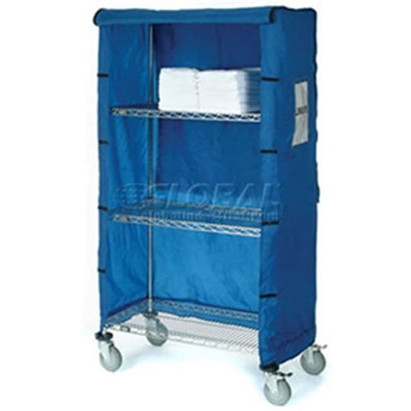 Nexel Chrome Wire Linen Cart with Nylon Cover, 4 Shelves - 36 x 18 x 69 in.