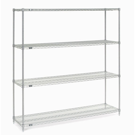 Nexel 5 Shelf Chrome Wire Shelving Unit Starter 60""W x 24""D x 74""H