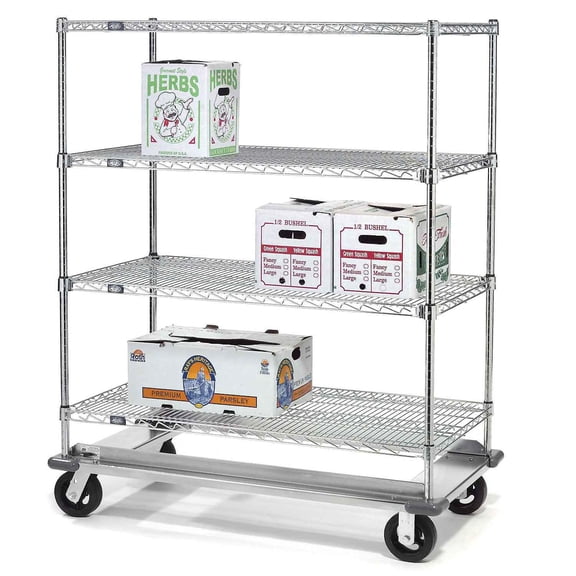 Nexel E-Z Adjust Wire Shelf Truck with Dolly Base, 36x24x70, 1600 Lb. Cap.