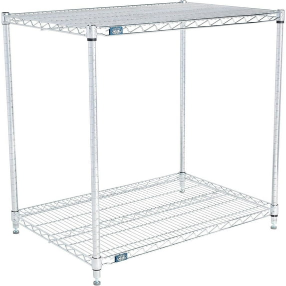 Nexel 2 Shelf Chrome ESD Wire Shelving Unit Starter 36""W x 21""D x 34""H
