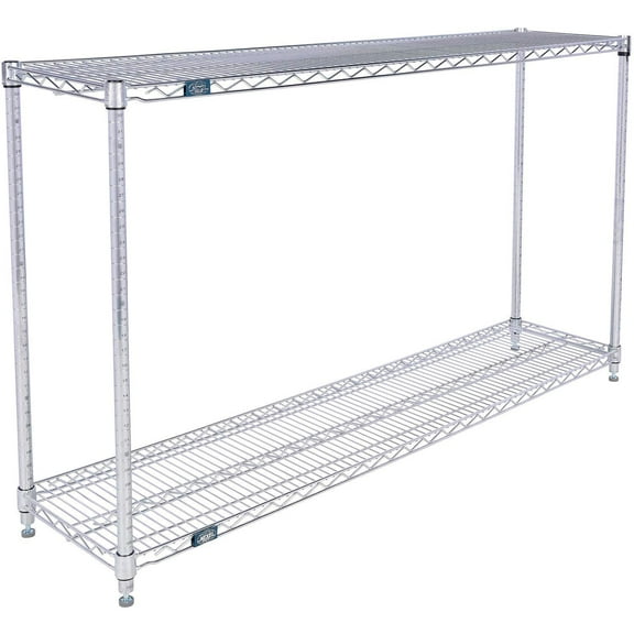 Nexel 2 Shelf Chrome ESD Wire Shelving Unit Starter 60""W x 18""D x 34""H