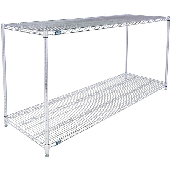 Nexel 2 Shelf Chrome ESD Wire Shelving Unit Starter 72""W x 24""D x 34""H