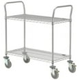 Nexel® Chrome Utility Cart w/2 Shelves & Poly Brake Casters 1200 lb. Cap 36"L x 18"W x 39"H