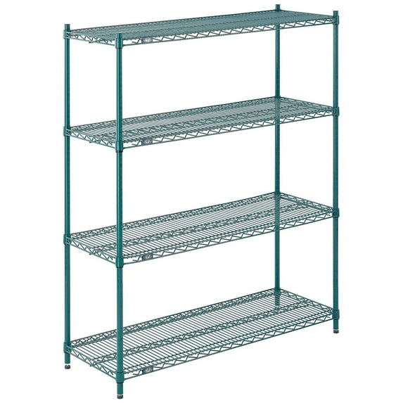 Nexel Wire Shelving, Green Epoxy, 54"W X 18"D X 63"H