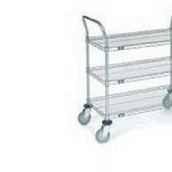 Nexel Industries 2448P3SPB Shelf Cart Solid Plastic 3 Shelves in Chrome Finish Polyurethane Casters - 24 x 48 in.