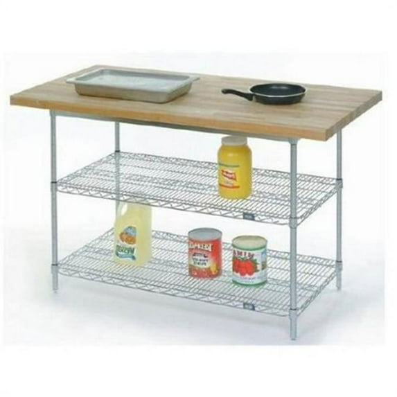 Nexel Industries B3060M Maple Butcher Block Top Work Center- 30 x 60 x 34 in.