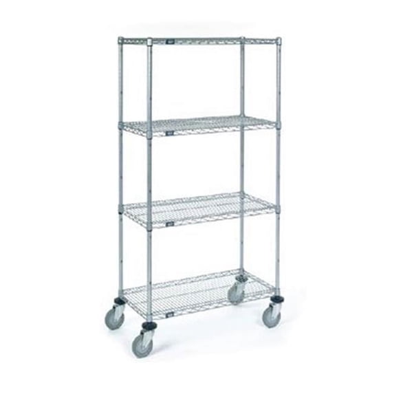 Nexel Industries C1860PC Wire Stem Caster Truck with Polyurethane Wheels- Chrome - 18 x 60 x 69 in.