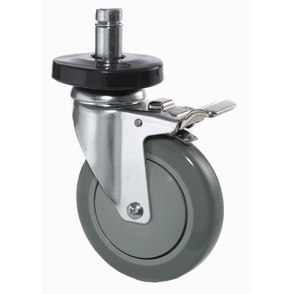 Nexel Stainless Steel Stem Casters - Set of (4) 5"" Polyurethane (2) with Brakes