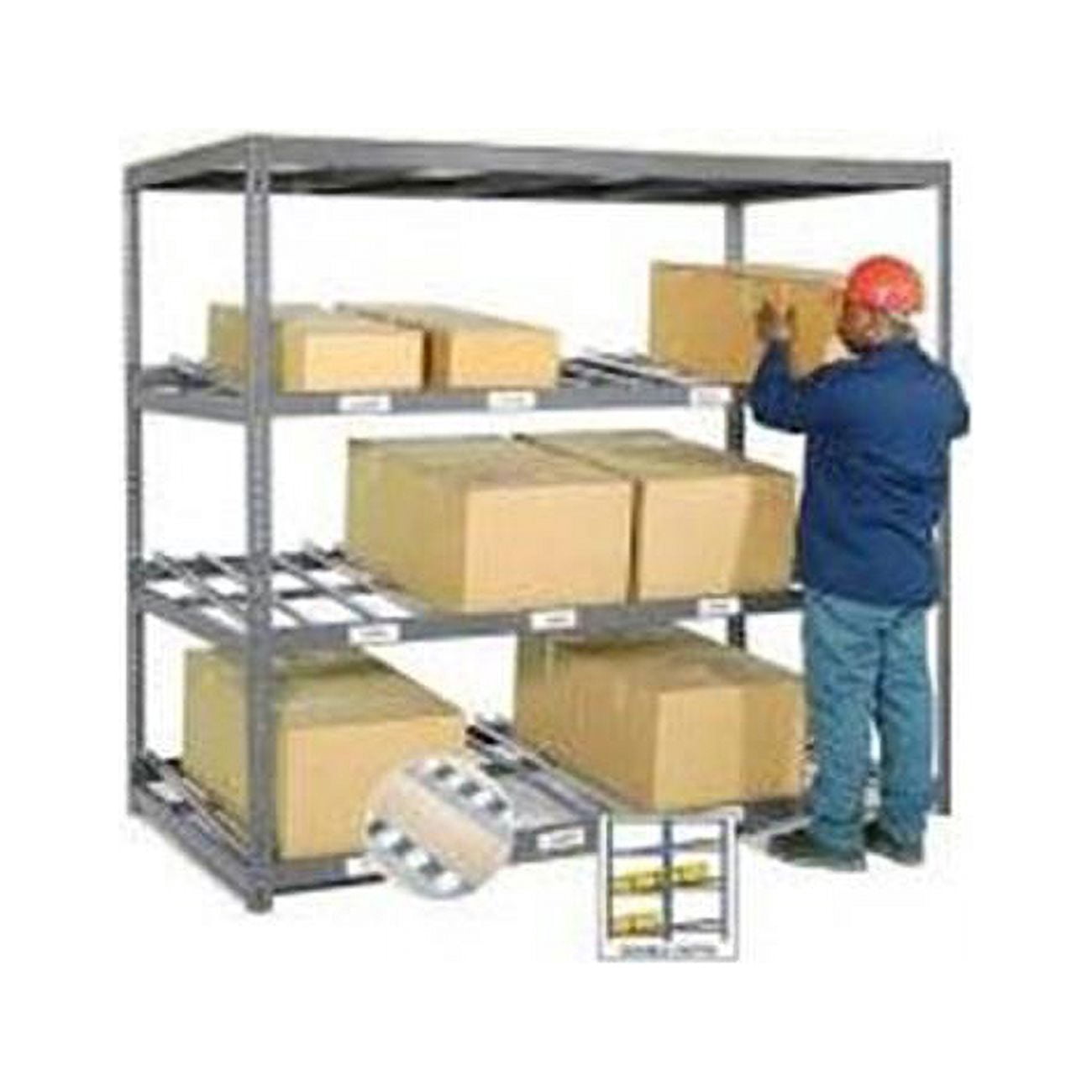 Gravity Rack Box Nexel Industries GFR43 3 Level Carton Gravity Flow Rack, 48 x 96 x 84 ...
