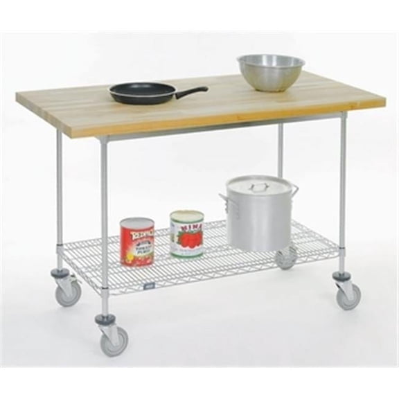Nexel Industries MB3072M Maple Butcher Block Mobile Work Bench - 30 x 72 x 40 in.