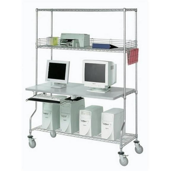 Nexel Industries WLS60 60 in. Lan Station with 18 in. Three Wire Shelves