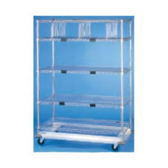 Nexel Industries XH52448ZB Exchange & Linen 5 Wire Heavy Duty Transport Truck & Posts in Chrome Finish- Poly-Z-Brite - 48 x 24 x 69 in.