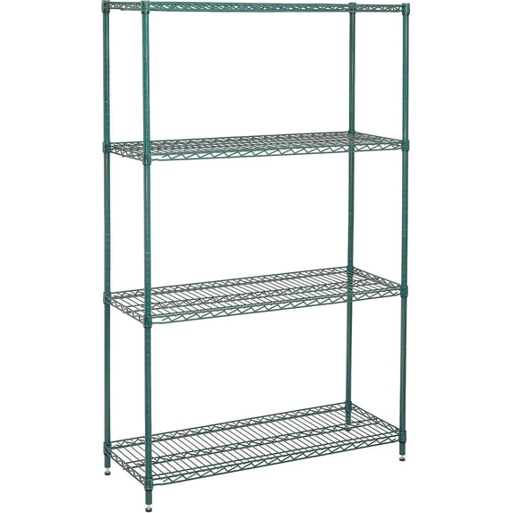 Nexel Medium Duty Wire Shelving Unit, Green Epoxy, 36"W x 18"D x 74"H