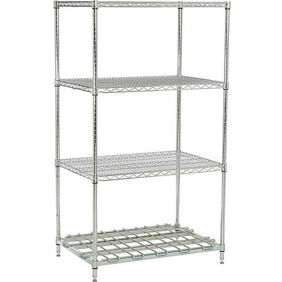 Nexel Nexelon, 4 Tier, Wire Shelving Unit, 1 Heavy Duty Shelf, 60"W x 18"D x 74"H