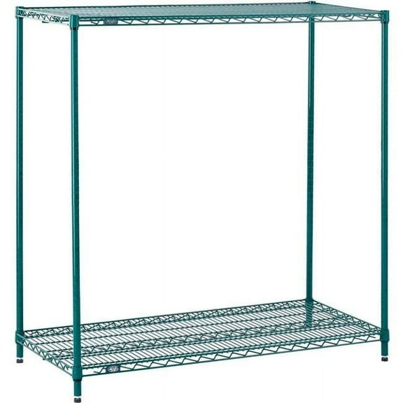 Nexel 2 Shelf Poly-Green Wire Shelving Unit Starter 30""W x 18""D x 34""H
