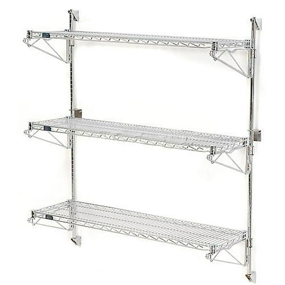 Nexel Poly-Green Wall Mount Wire Shelving, 36"W x 14"D x 54"H 3-Shelf Starter