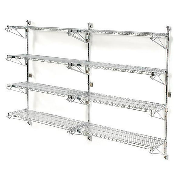 Nexel Poly-Green Wall Mount Wire Shelving, 48"W x 24"D x 63"H 4-Shelf Add-On