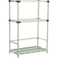 thumbnail image 1 of Nexel Poly-Z-Brite 3-Shelf Container/Keg Rack w/ 2-Solid Shelves, 60"W x 18"D x 63"H, 1 of 3