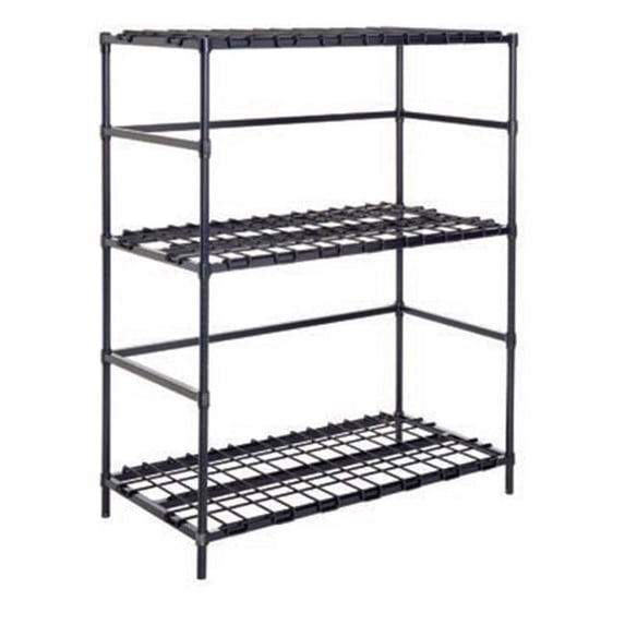 Nexel Poly-Z Brite 3-Shelf Container & Keg Rack with 2-Solid Shelves, 36 x 18 x 54 in., Clear