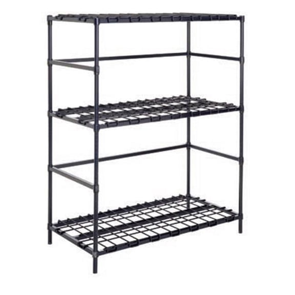 Nexel Poly-Z Brite 3-Shelf Container & Keg Rack with 2-Solid Shelves, 36 x 18 x 54 in., Clear
