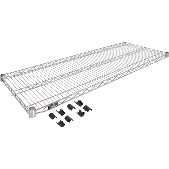 Nexel Silver Epoxy Wire Shelf w/Clips, 48"W x 18"D