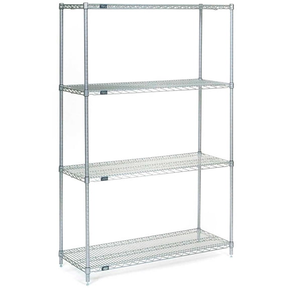 Nexel Stainless Steel, 5 Tier, Wire Shelving Starter Unit, 36"W x 30"D x 74"H