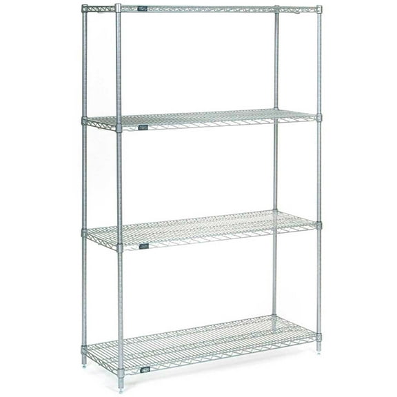 Nexel Stainless Steel, 5 Tier, Wire Shelving Starter Unit, 72"W x 36"D x 63"H