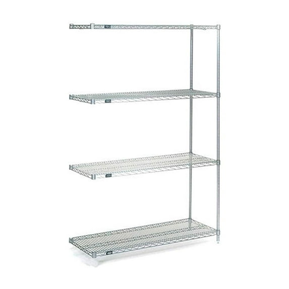 Nexel Stainless Steel, 5 Tier, Wire Shelving Add-On Unit, 36"W x 30"D x 86"H