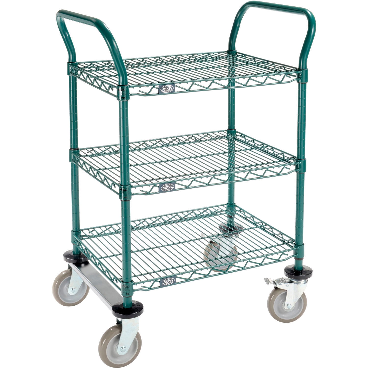 Poly-Green 3-Shelf Utility Cart with Polyurethane Casters