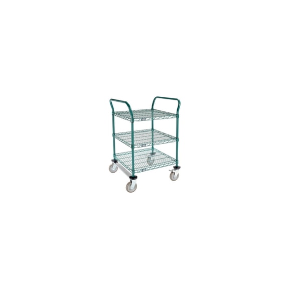 Nexel Utility Cart, 3 Shelf, Poly-Green, 24"L x 24"W x 39"H, Polyurethane Rigid Casters