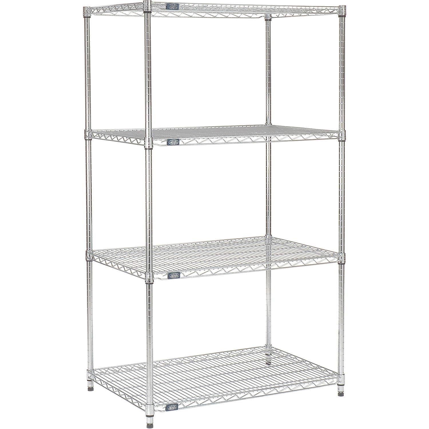 Nexel 4-Tier Chrome Wire Shelving Unit with 600 lb Capacity