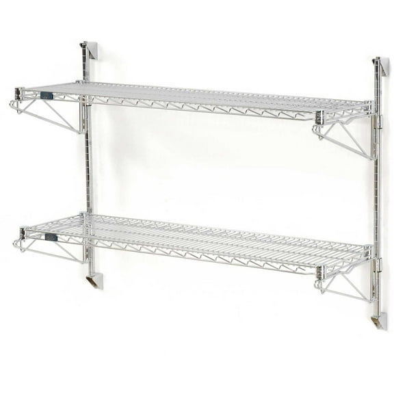 Nexel Wall Mount Wire 2-Shelf Starter Unit, 54"W x 18"D x 34"H