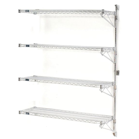 Nexel Wall Mount Wire 4-Shelf Add-On Unit, 48"W x 14"D x 63"H