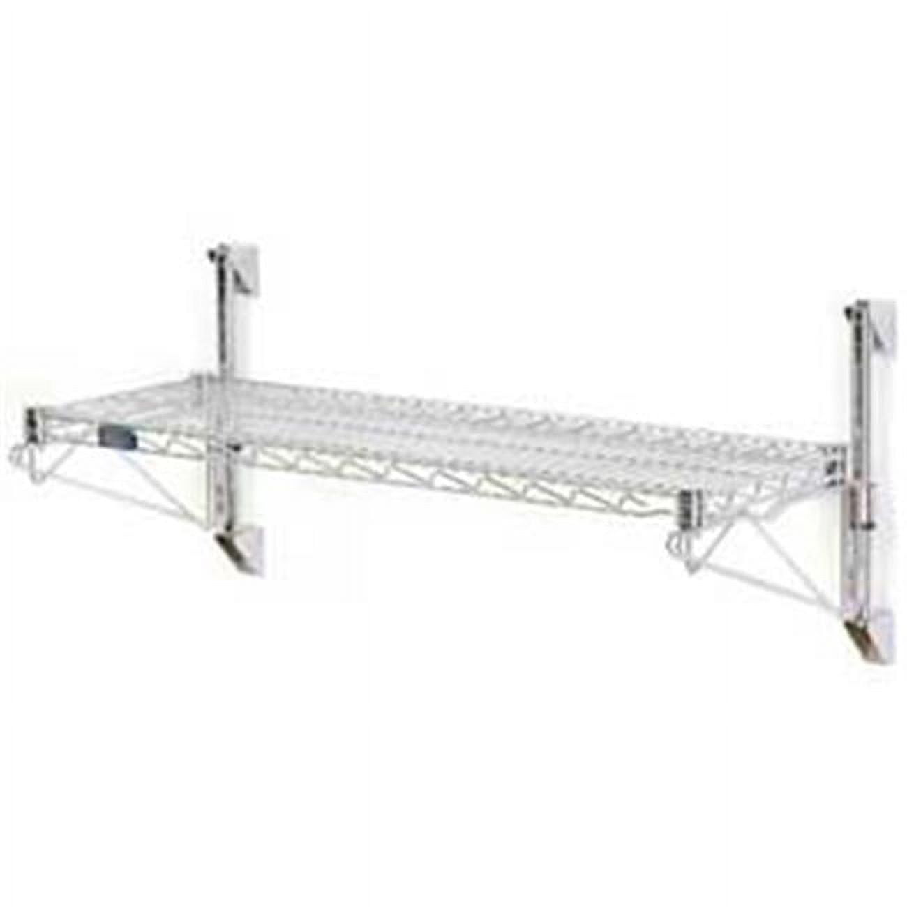 Nexel Wall Mount Wire Shelving Starter 1Shelf, Chrome 24 x 14 x 14