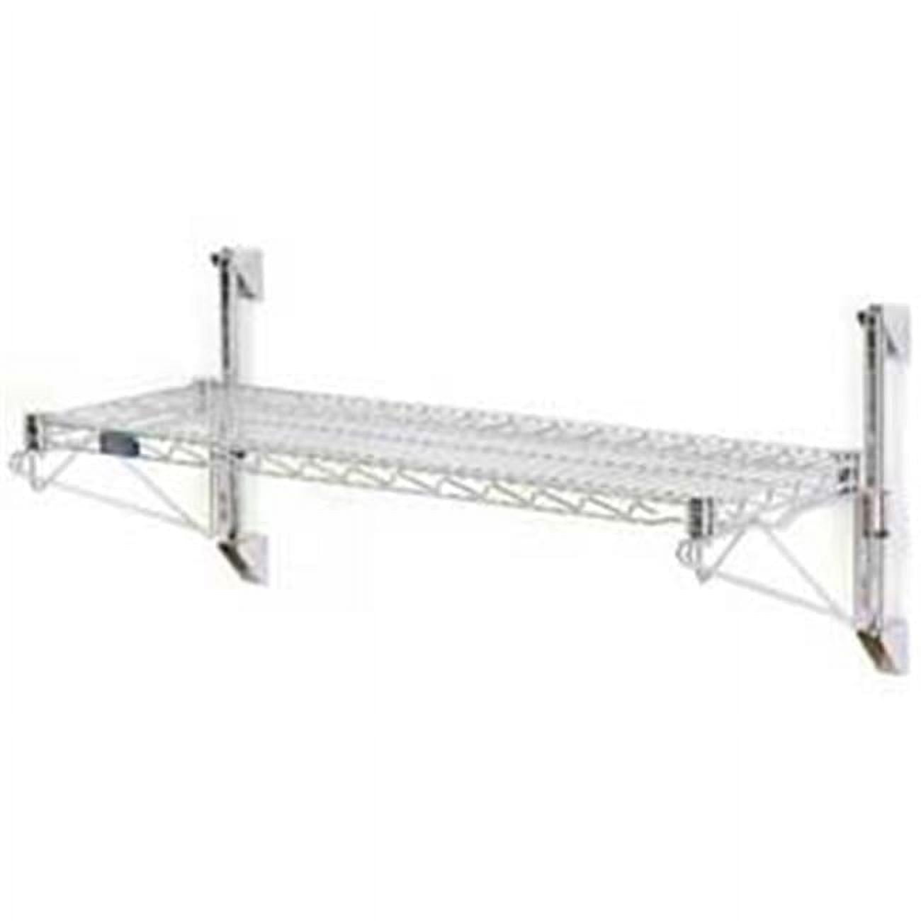 Nexel Wall Mount Wire Shelving Starter - 1-Shelf, Chrome - 42 x 24 x 14 in.