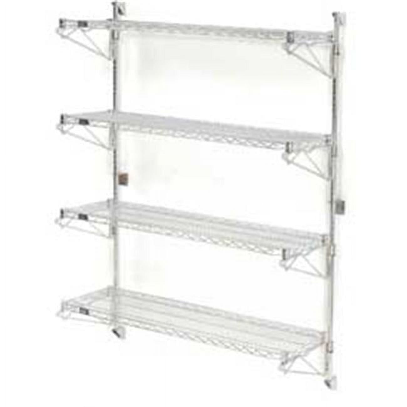 Nexel Wall Mount Wire Shelving Starter 4Shelf, Chrome 72 x 14 x 63