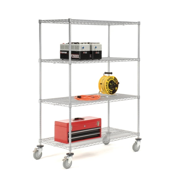 Nexel Wire Shelf Truck With Brakes, 36x18x69, 1200 Pound Capacity