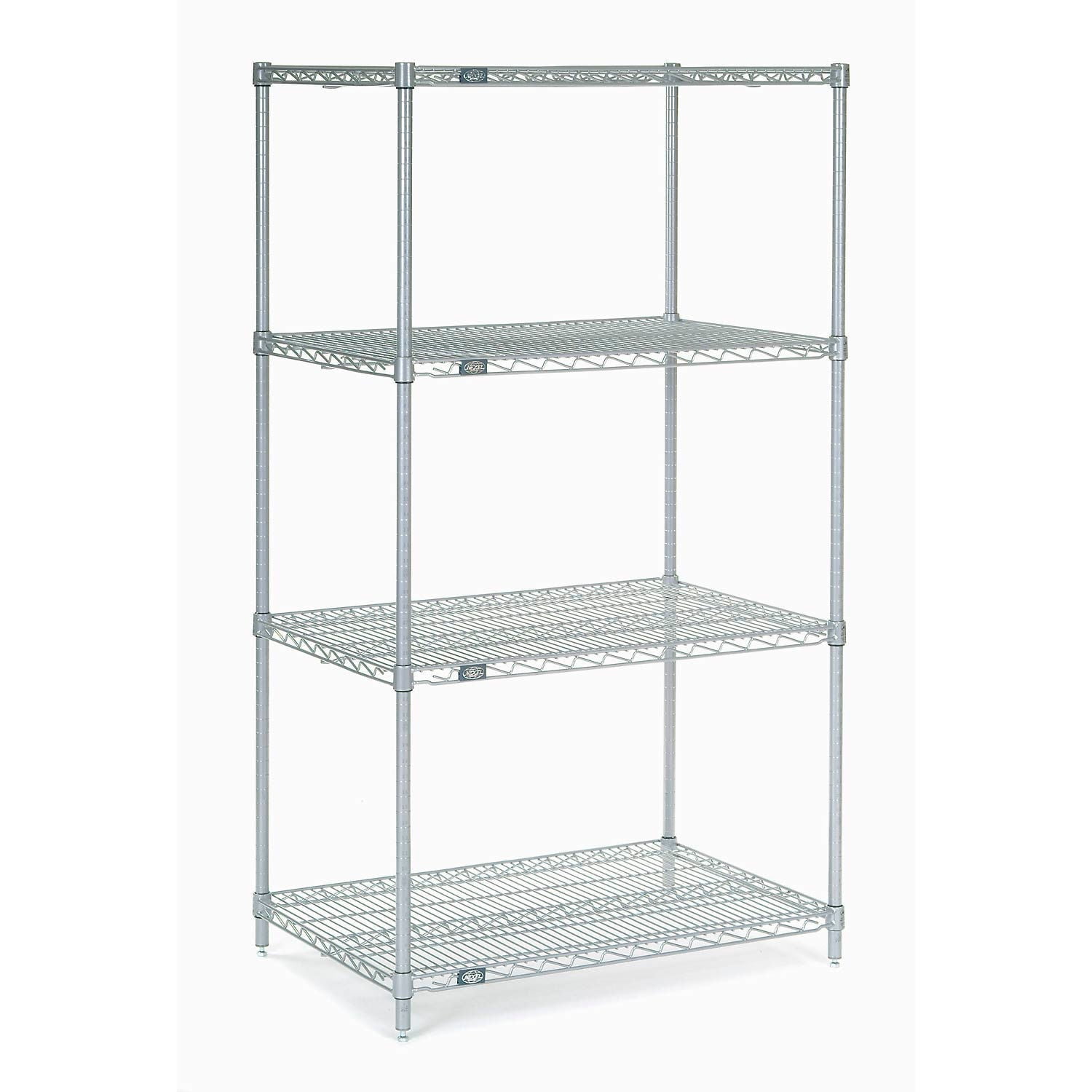 Nexelate Wire Shelving Starter Unit, Silver Epoxy, 42"W X 18"D X 54"H