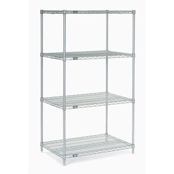 Nexelate Wire Shelving Starter Unit, Silver Epoxy, 42"W X 18"D X 54"H