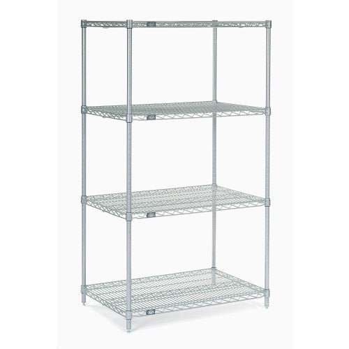 Nexelate Wire Shelving Starter Unit, Silver Epoxy, 48"W X 21"D X 86"H