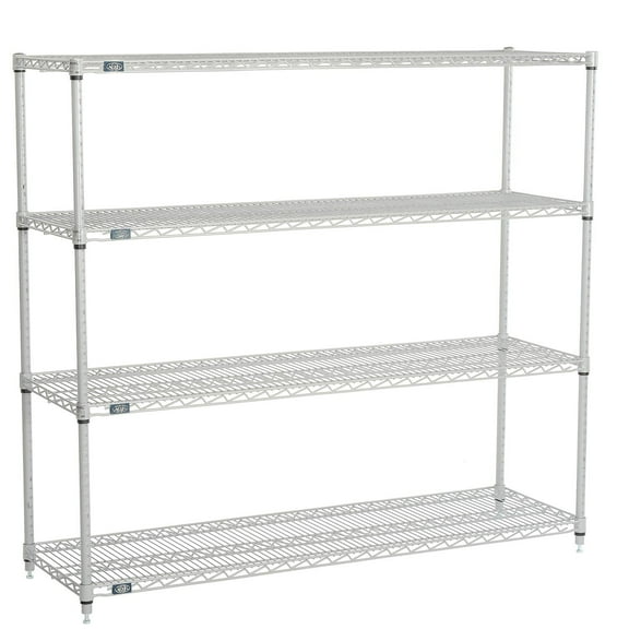 Nexelate Wire Shelving Starter Unit, Silver Epoxy, 72"W x 24"D x 54"H